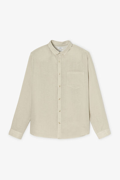 Chemise en lin regular col boutonné