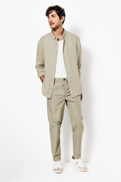 Chemise en lin regular col boutonné