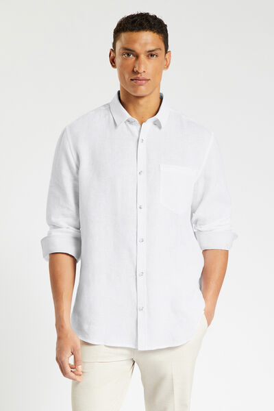 Chemise en lin regular col boutonné