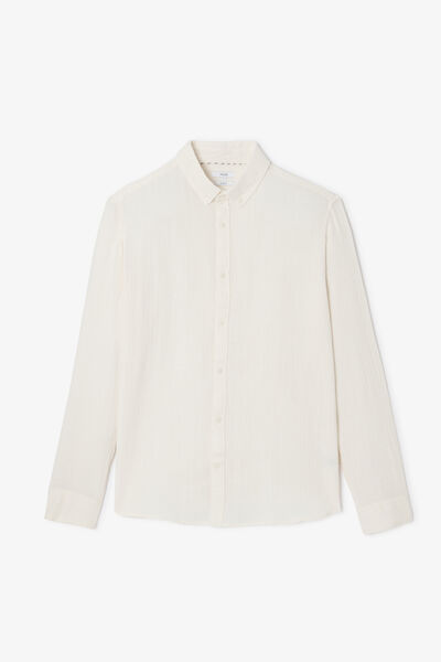 Chemise en gaze de coton unie col boutonné