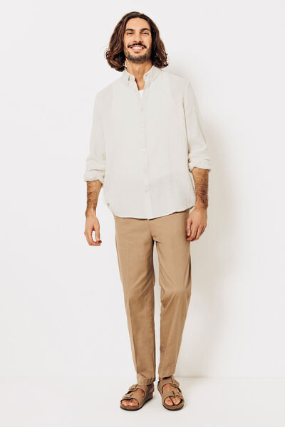Chemise en gaze de coton unie col boutonné