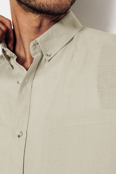 Chemise en lin regular col boutonné