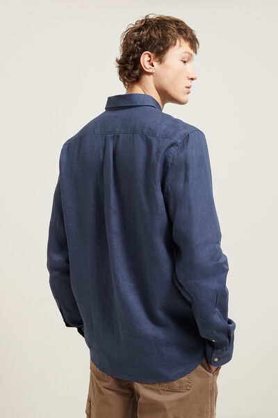 Chemise en lin regular col boutonné