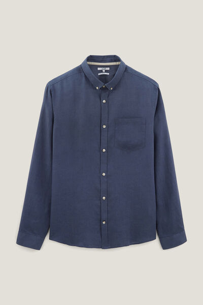 Chemise en lin regular col boutonné
