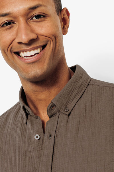 Chemise en gaze de coton unie col boutonné