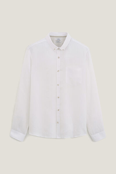 Chemise en lin regular col boutonné