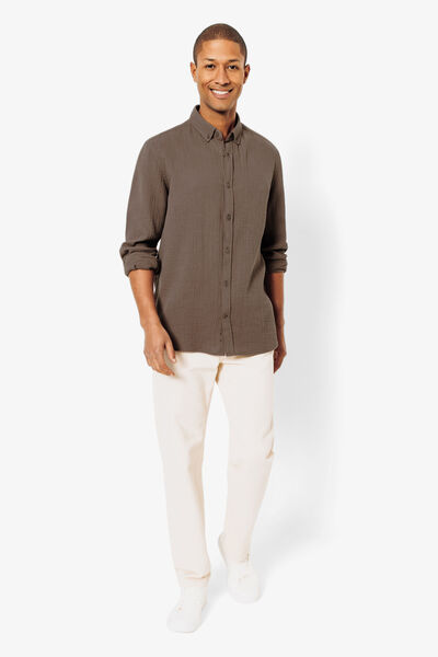 Chemise en gaze de coton unie col boutonné