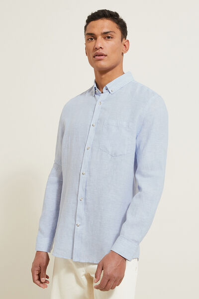 Chemise en lin regular col boutonné