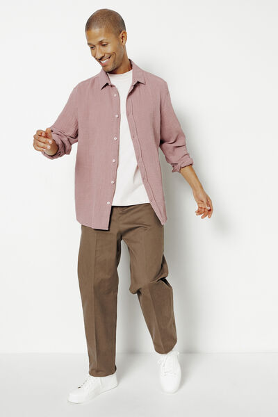 Chemise en gaze de coton unie col boutonné
