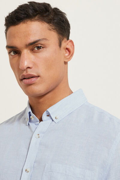 Chemise en lin regular col boutonné