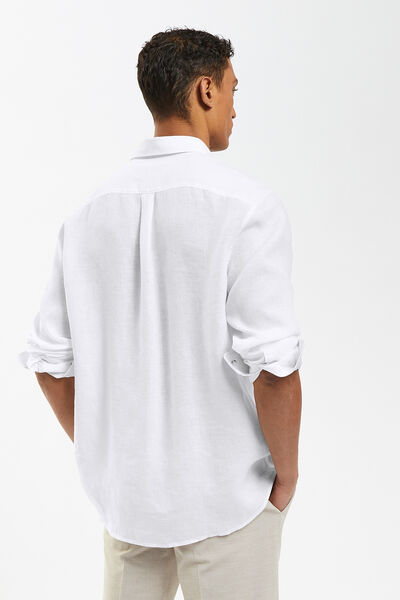 Chemise en lin regular col boutonné