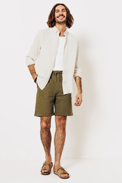 Chemise en gaze de coton unie col boutonné