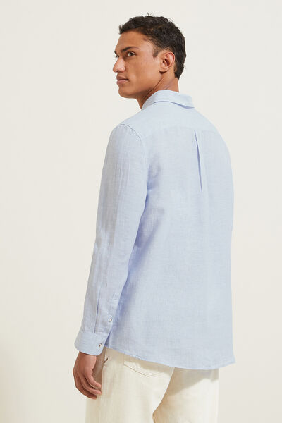 Chemise en lin regular col boutonné
