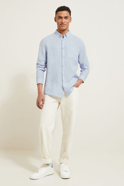 Chemise en lin regular col boutonné