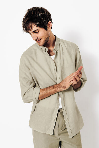Chemise en lin regular col boutonné