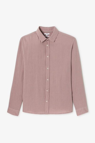 Chemise en gaze de coton unie col boutonné