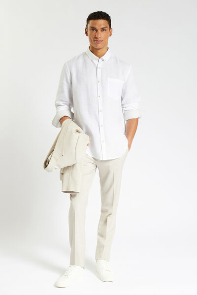 Chemise en lin regular col boutonné