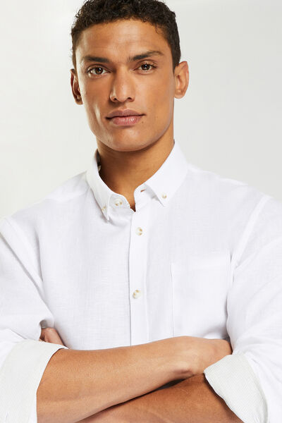 Chemise en lin regular col boutonné